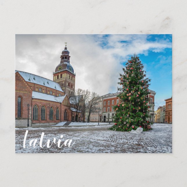 Dome square with Christmas tree in Riga Postcard (Front)