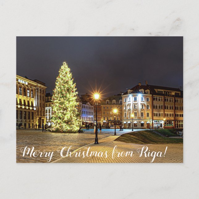 Dome Square with Christmas tree in Riga Postcard (Front)