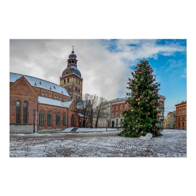 Dome square with Christmas tree in Riga Poster (Front)