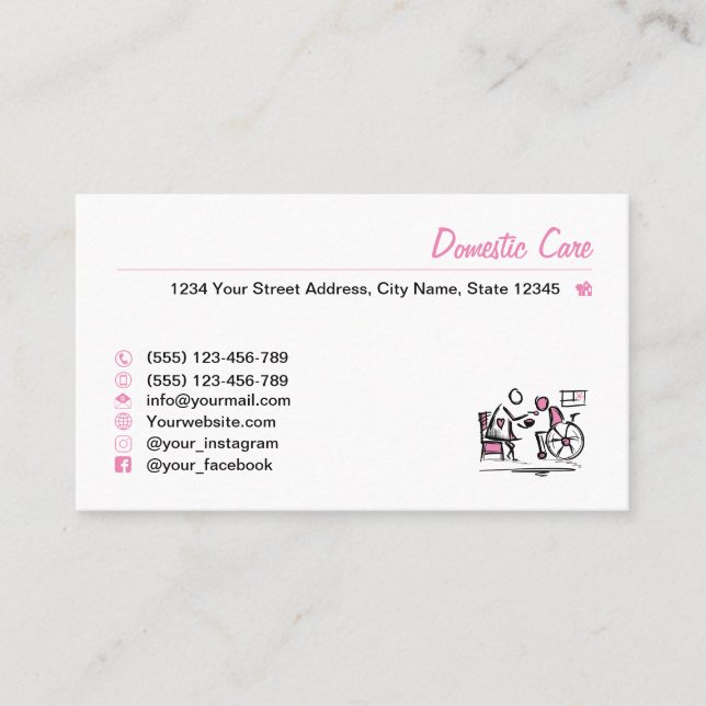 Domestic care. Home care. domiciliary care service Business Card (Front)