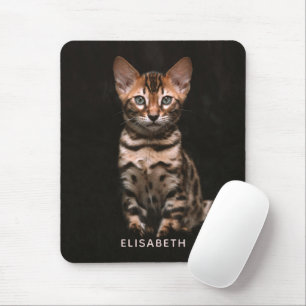 Domestic Cat Kitten Leopard Spots Personalised Mouse Mat