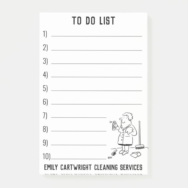 Domestic Cleaner Cleaning Business to Personalise Post-it Notes (Front)