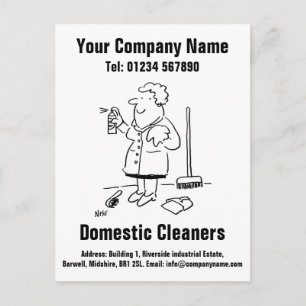 Domestic Cleaning Cartoon Design to Personalise Postcard