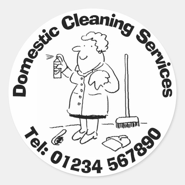 Domestic Cleaning & House Cleaners Classic Round Sticker (Front)