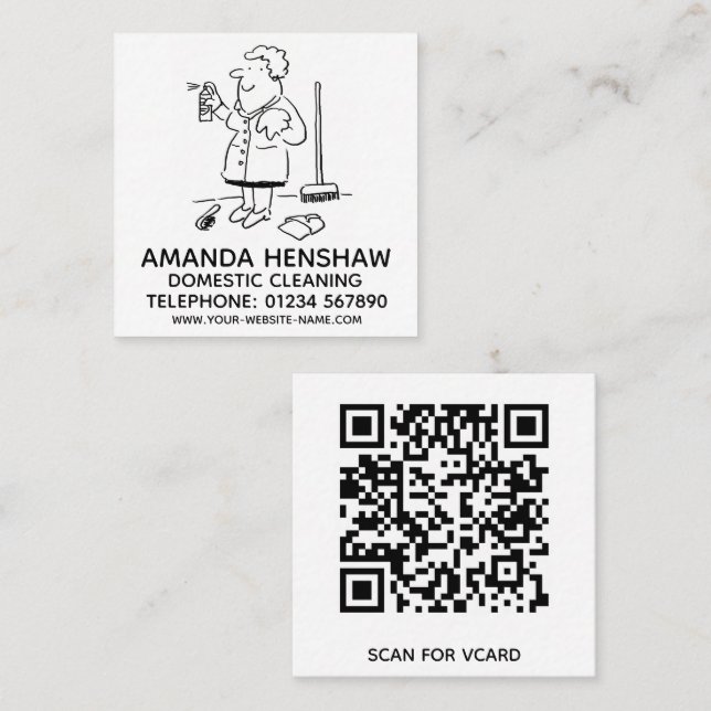 Domestic Cleaning Promotional Square Business Card (Front/Back)