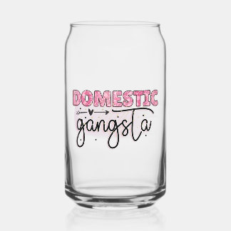 Domestic Gangsta Drinking Glass – Pink Funny Gift 