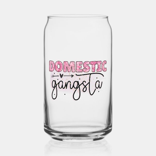 Domestic Gangsta Drinking Glass – Pink Funny Gift  (Front)
