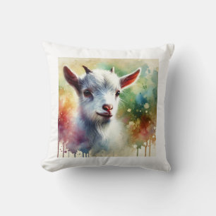 Domestic Goat 300724AREF118 - Watercolor Cushion