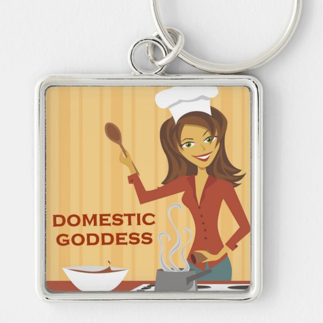 Domestic Goddess Housewife Chef Key Ring (Front)