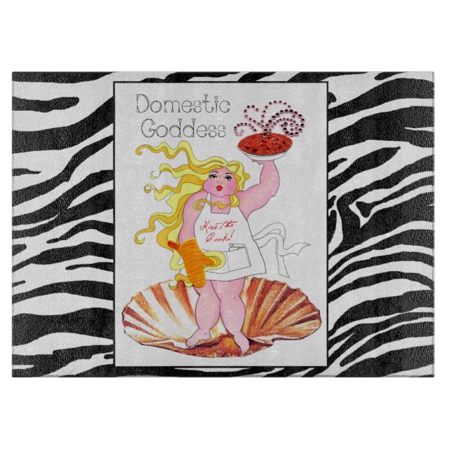 "Domestic Goddess" - Kiss the Cook! Cutting Board (Front)