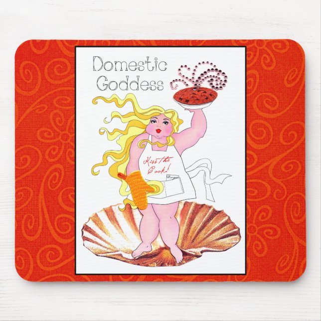 "Domestic Goddess" - Kiss the Cook! Mouse Mat (Front)