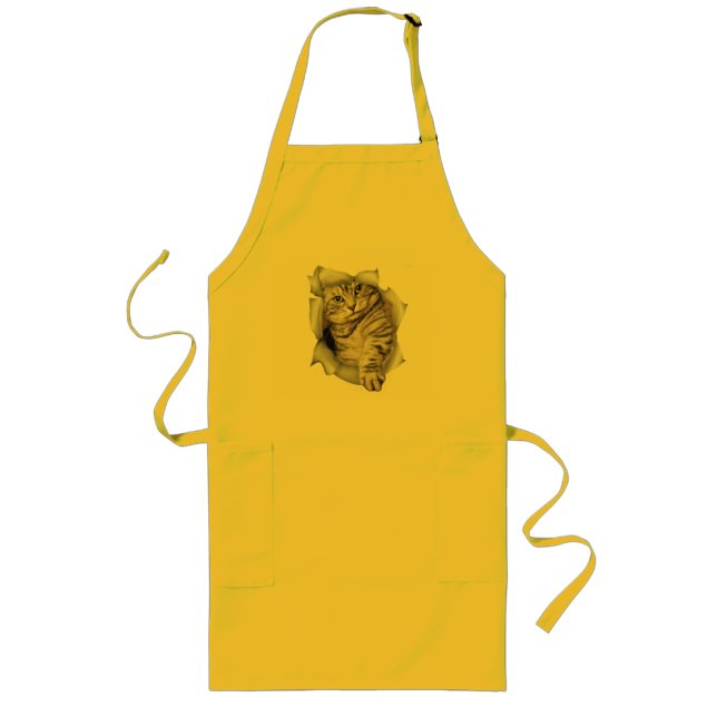 Domestic Tabby- kitten Long Apron (Front)