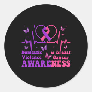 Domestic Violence & Breast Cancer Awareness Mo Classic Round Sticker