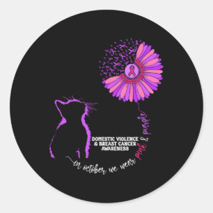 Domestic Violence And Breast Cancer Awareness Groo Classic Round Sticker