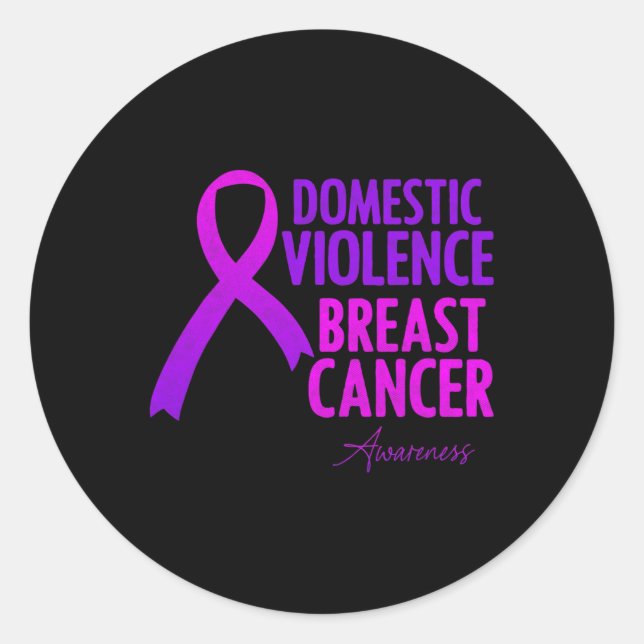 Domestic Violence And Breast Cancer Awareness Mont Classic Round Sticker (Front)