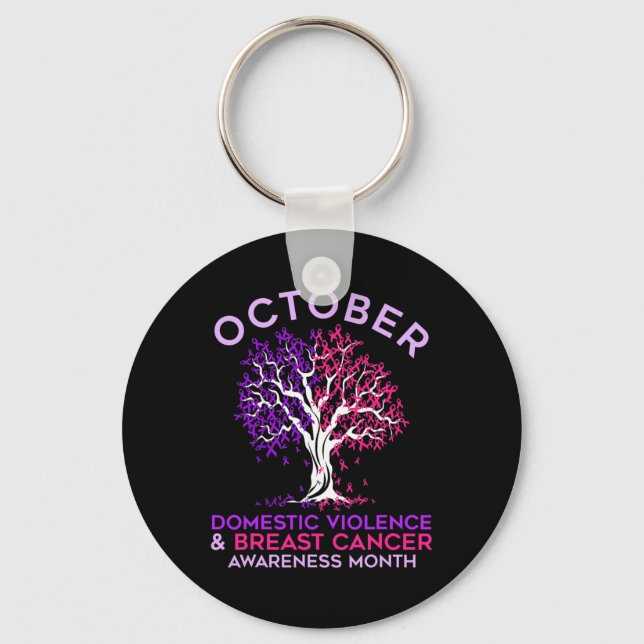 Domestic Violence And Breast Cancer Awareness Mont Key Ring (Front)