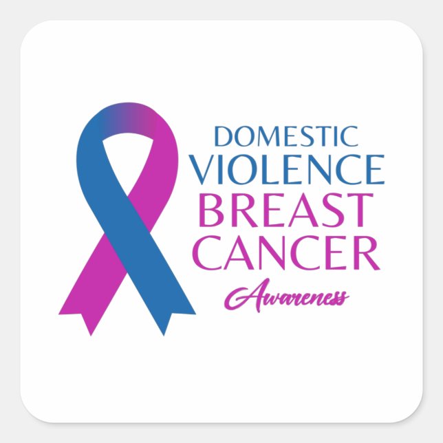 Domestic Violence And Breast Cancer Awareness Square Sticker (Front)