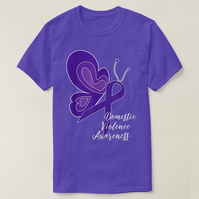 DOMESTIC VIOLENCE AWARENESS ABUSE PURPLE RIBBON BU T-Shirt (Design Front)