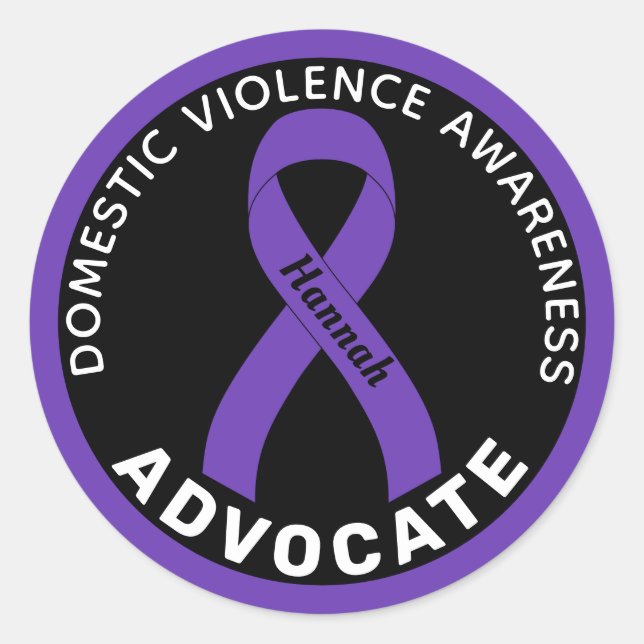 Domestic Violence Awareness Advocate Ribbon Black Classic Round Sticker (Front)