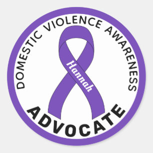 Domestic Violence Awareness Advocate Ribbon White Classic Round Sticker
