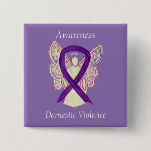 Domestic Violence Awareness Angel Ribbon Pin