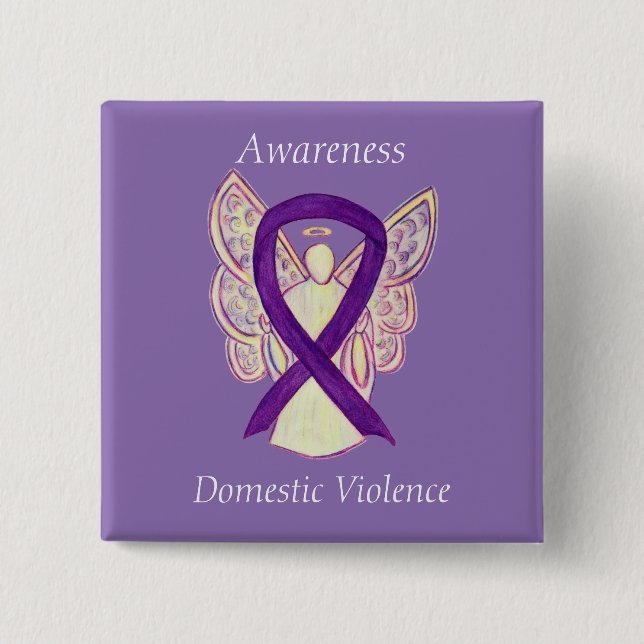 Domestic Violence Awareness Angel Ribbon Pin (Front)