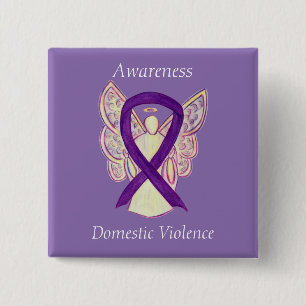 Domestic Violence Awareness Angel Ribbon Pin