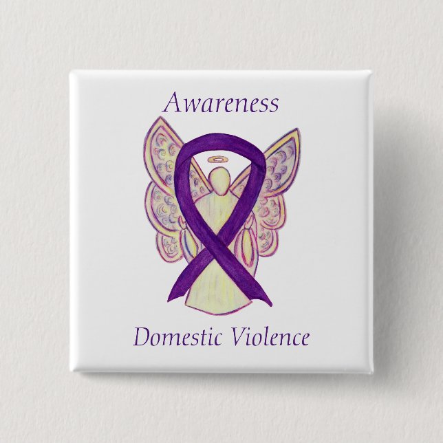 Domestic Violence Awareness Angel Ribbon Pin (Front)