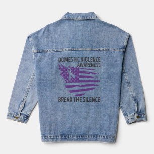 Domestic Violence Awareness Break The Silence Ribb Denim Jacket