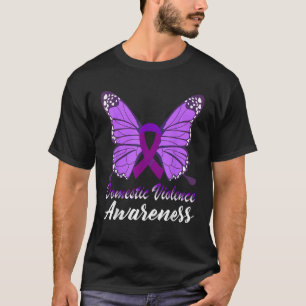 Domestic Violence Awareness Butterfly Purple Ribbo T-Shirt