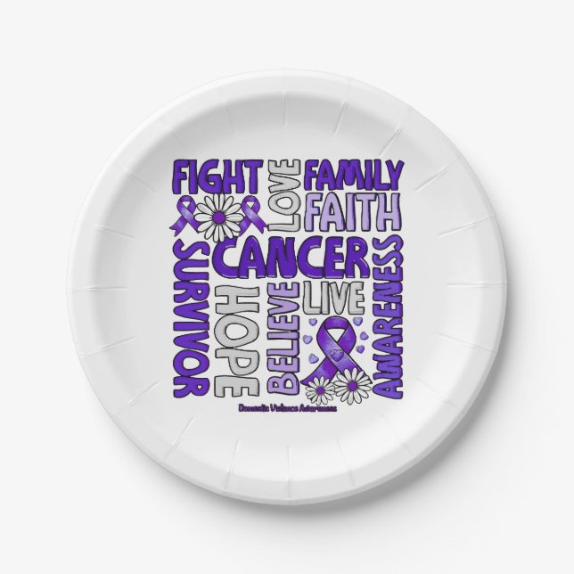 Domestic Violence Awareness - Fight love survivor  Paper Plate (Front)