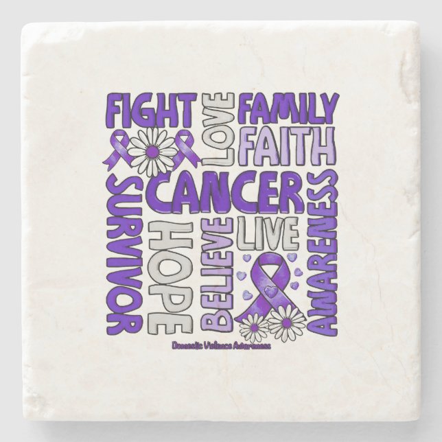 Domestic Violence Awareness - Fight love survivor  Stone Coaster (Front)