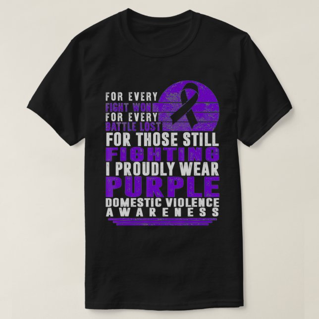 Domestic Violence Awareness I Proudly Wear Purple  T-Shirt (Design Front)
