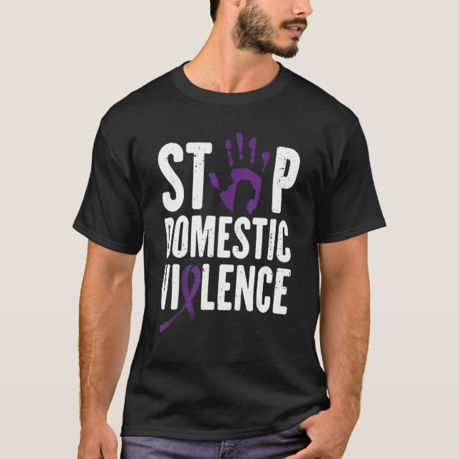 Domestic Violence Awareness month Purple Ribbon T-Shirt (Front)
