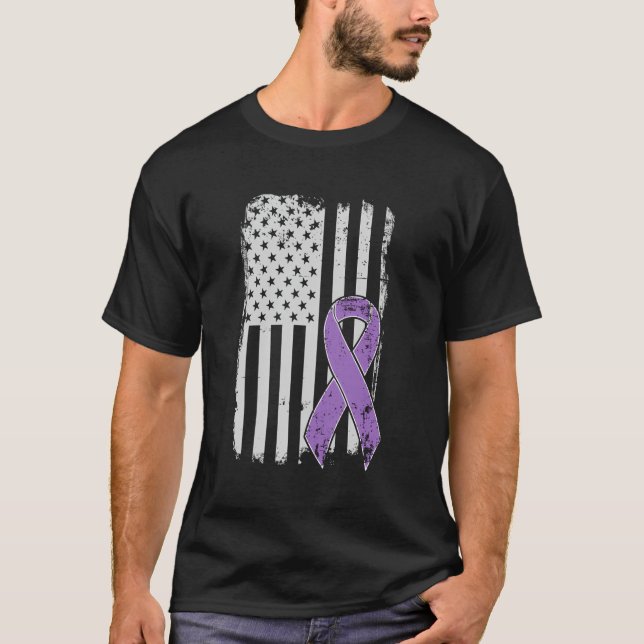 Domestic Violence Awareness Patriotic Usa Flag Rib T-Shirt (Front)