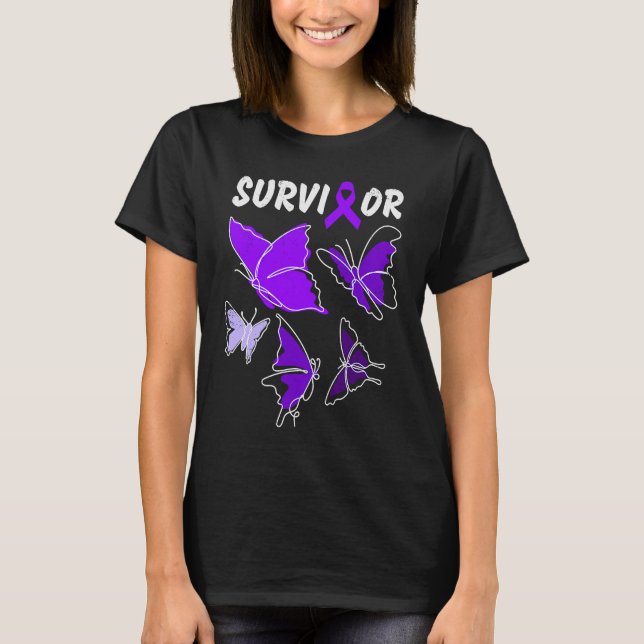 Domestic Violence Awareness purple butterflies Sur T-Shirt (Front)
