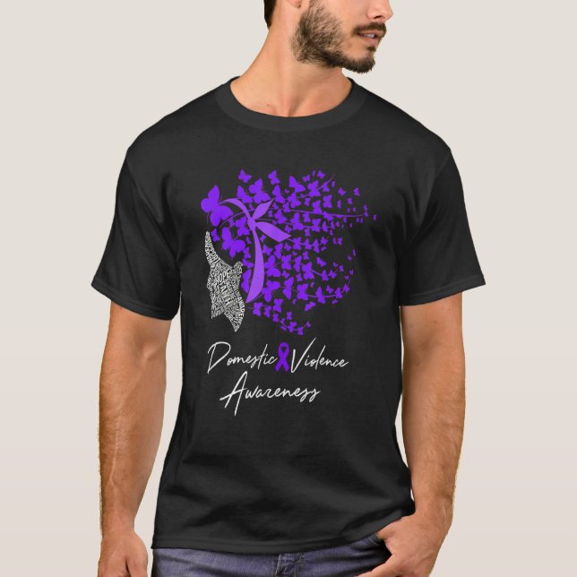 Domestic Violence Awareness  Purple Butterflies T-Shirt (Front)