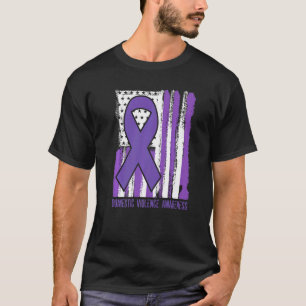 Domestic violence Awareness purple flag ribbon T-Shirt