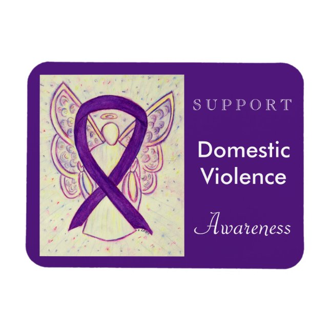 Domestic Violence Awareness Ribbon Angel Magnet (Horizontal)