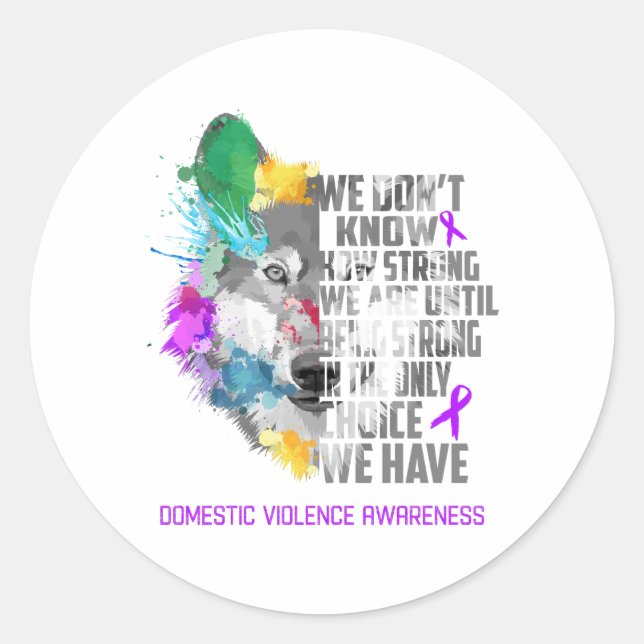 Domestic Violence Awareness Ribbon Support Gifts Classic Round Sticker (Front)