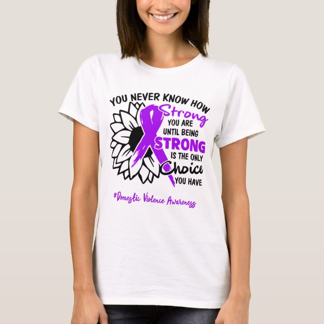 Domestic Violence Awareness Ribbon Support Gifts T-Shirt (Front)