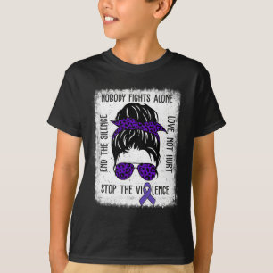 Domestic Violence Awareness Stop End Messy Bun Vio T-Shirt