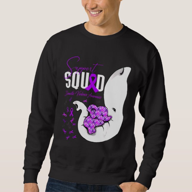Domestic Violence Awareness Support Squad Elephant Sweatshirt (Front)