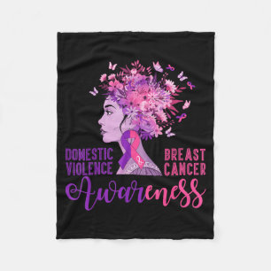 Domestic Violence Breast Cancer Awareness Flowers Fleece Blanket
