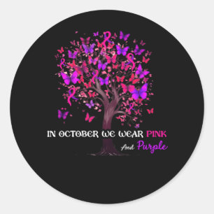 Domestic Violence Breast Cancer Awareness Month Ri Classic Round Sticker