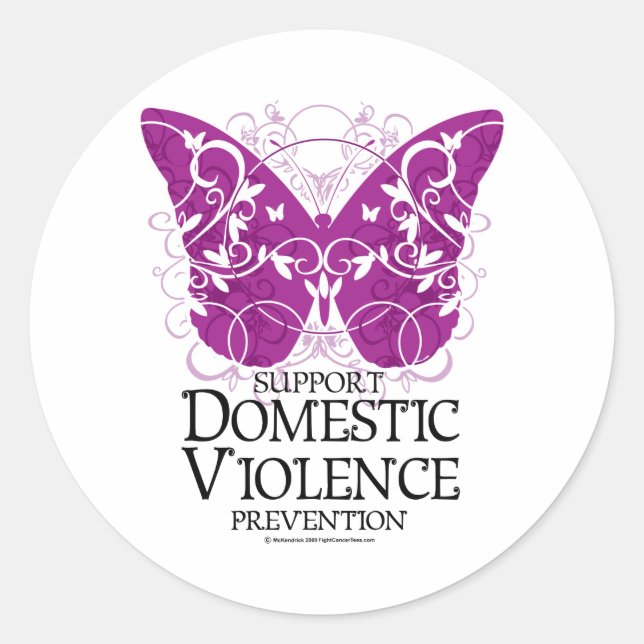 Domestic Violence Butterfly Classic Round Sticker (Front)