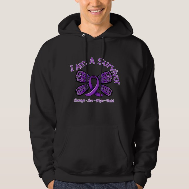 Domestic Violence Butterfly I Am A Survivor Hoodie (Front)