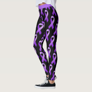 Domestic Violence DV Awareness Purple Ribbon Leggings