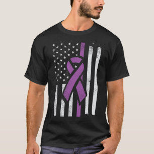 Domestic Violence Purple Ribbon Flag Awareness K T-Shirt
