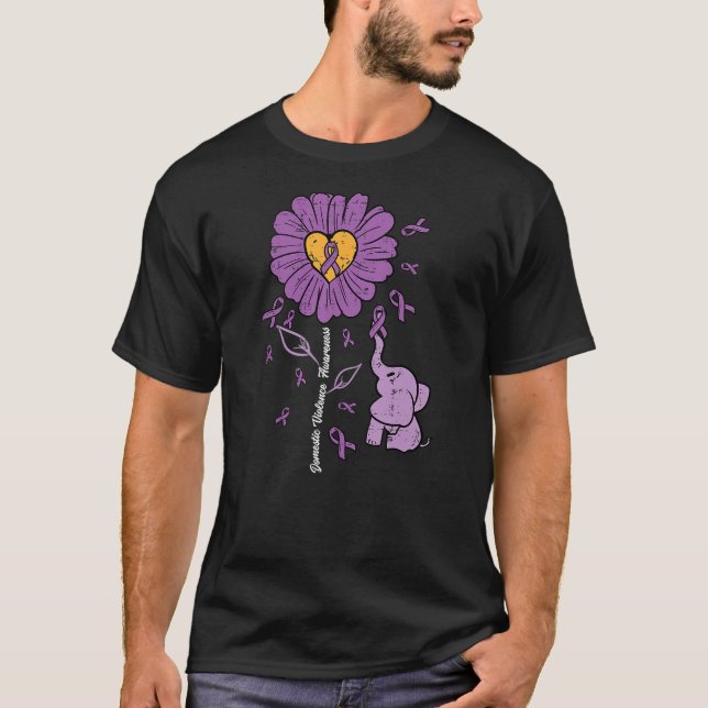 Domestic Violence Sunflower Elephant Awareness Wom T-Shirt (Front)